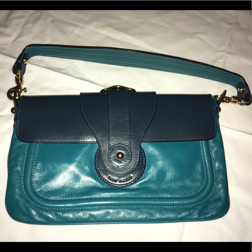 Marc Jacobs Blue Leather Bag with Gold Hardware